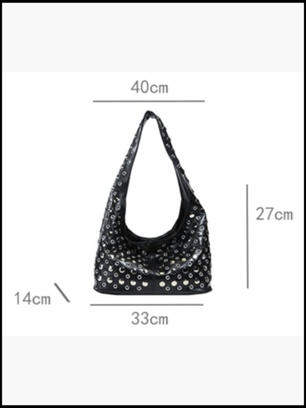 Studded Shoulder Bag Slouchy Hobo Handbag Faux Leather Satchel Purse Trendy - Picture 4 of 7